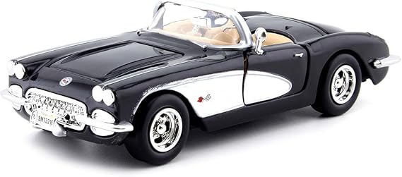 1959 CHEVOLET CORVETTE (C1) NEGRO/BLANCO 1:24 MOTOR MAX 73216